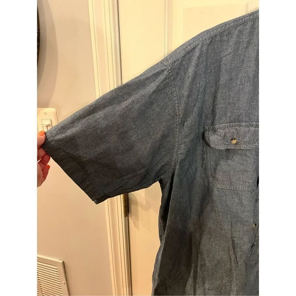 Wrangler Authentic Short Sleeve Chambray Button Down Shirt sz 3X EUC